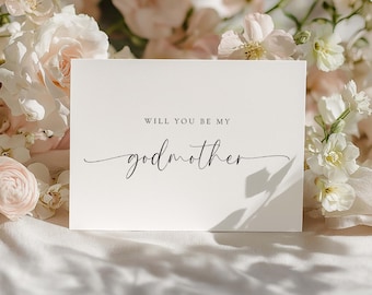 Afdrukbare kaart Will You Be My Godmother, peetouders, Bridie