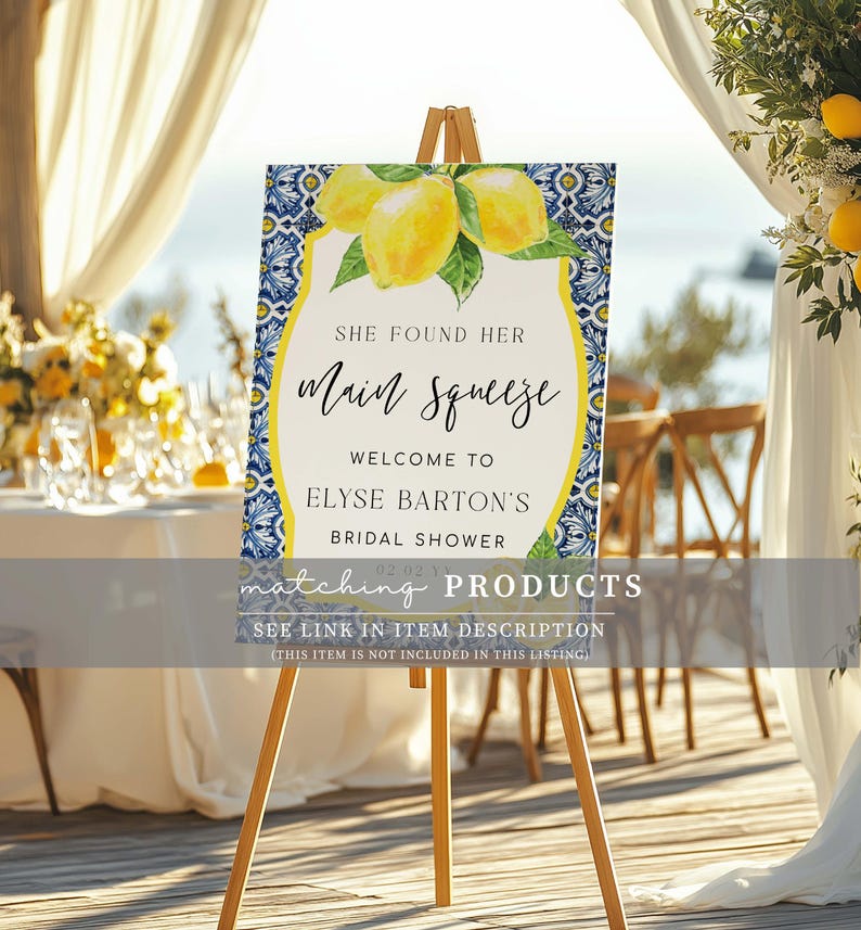 She Found Her Main Squeeze Printable Tags, Italian Positano Blue Tile ...