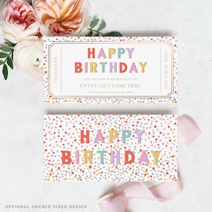 Happy Birthday Custom Gift Voucher Template, Printable Birthday Gift Certificate, Unisex Printable Birthday Gift Coupon, Theatre Tickets Voucher, Babysitting Voucher, Concert Ticket Voucher, Money Gift Voucher