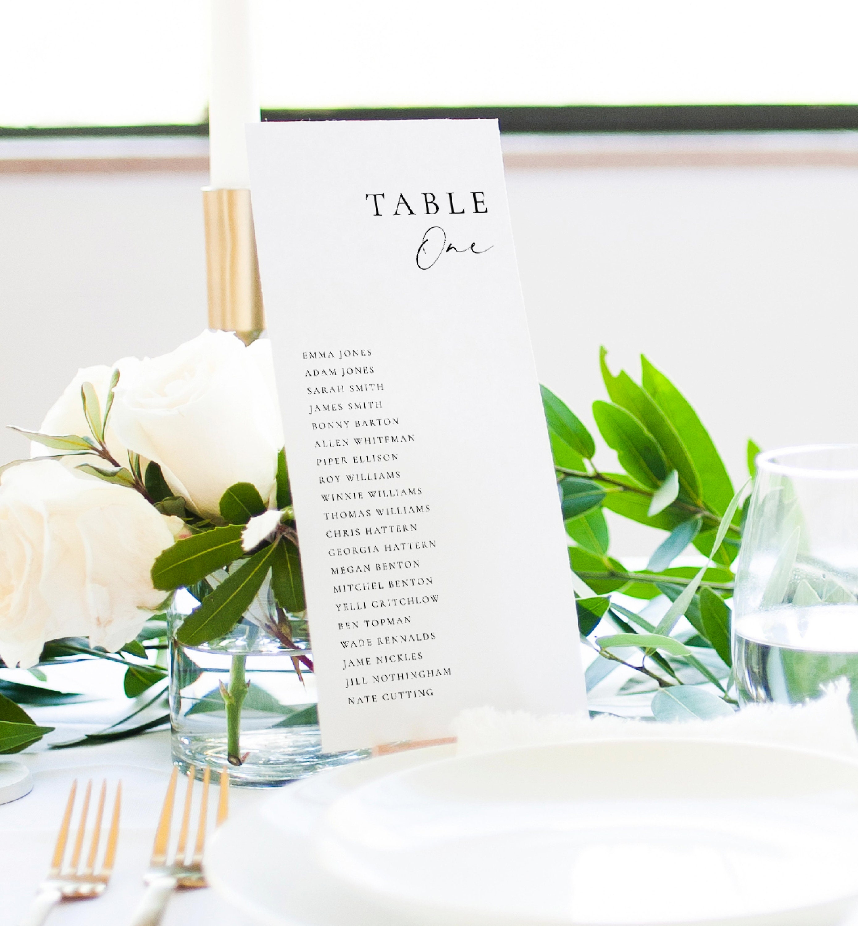 Minimalist Wedding Table Numbers With Guest Names, Modern Minimal ...