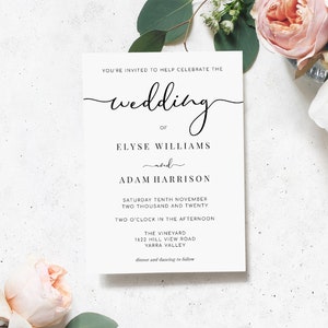 Printable Modern Minimalist Wedding Invitation Template - Etsy