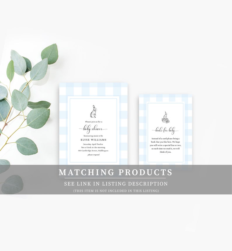Blue Gingham Escort Cards Picnic Baby Shower Editable Printable Place Cards Tent and Flat Style Pace Cards
