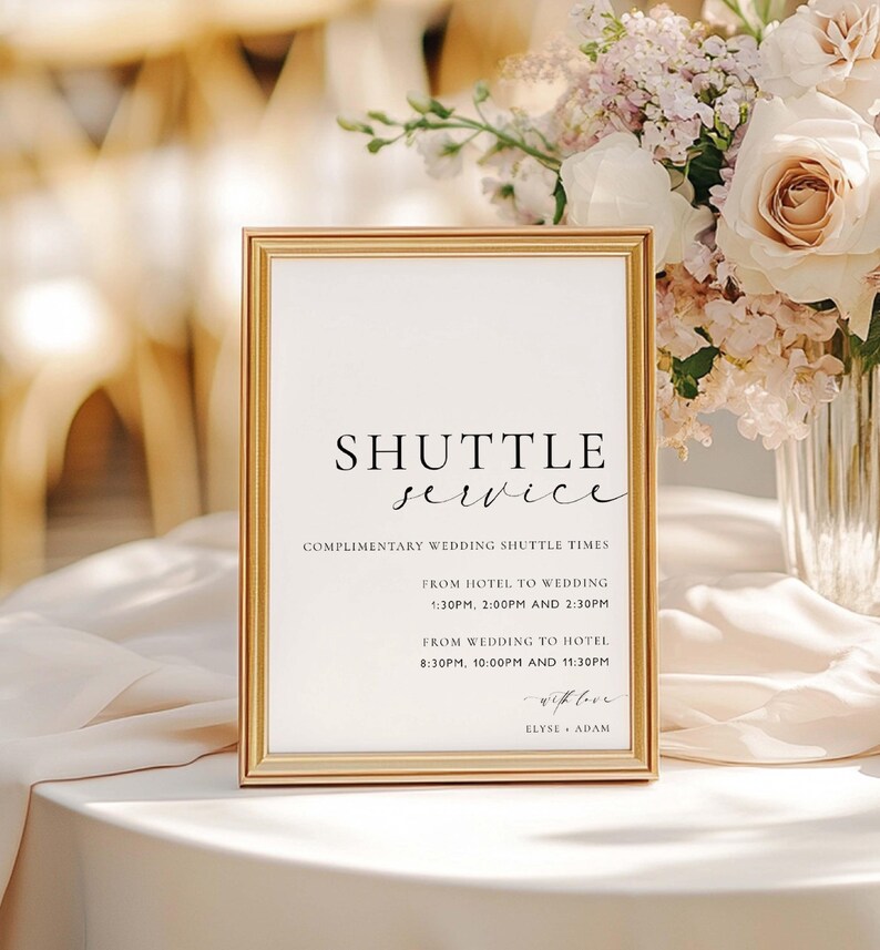 Minimalist Wedding Shuttle Sign Template (digital Download), Ellesmere ...