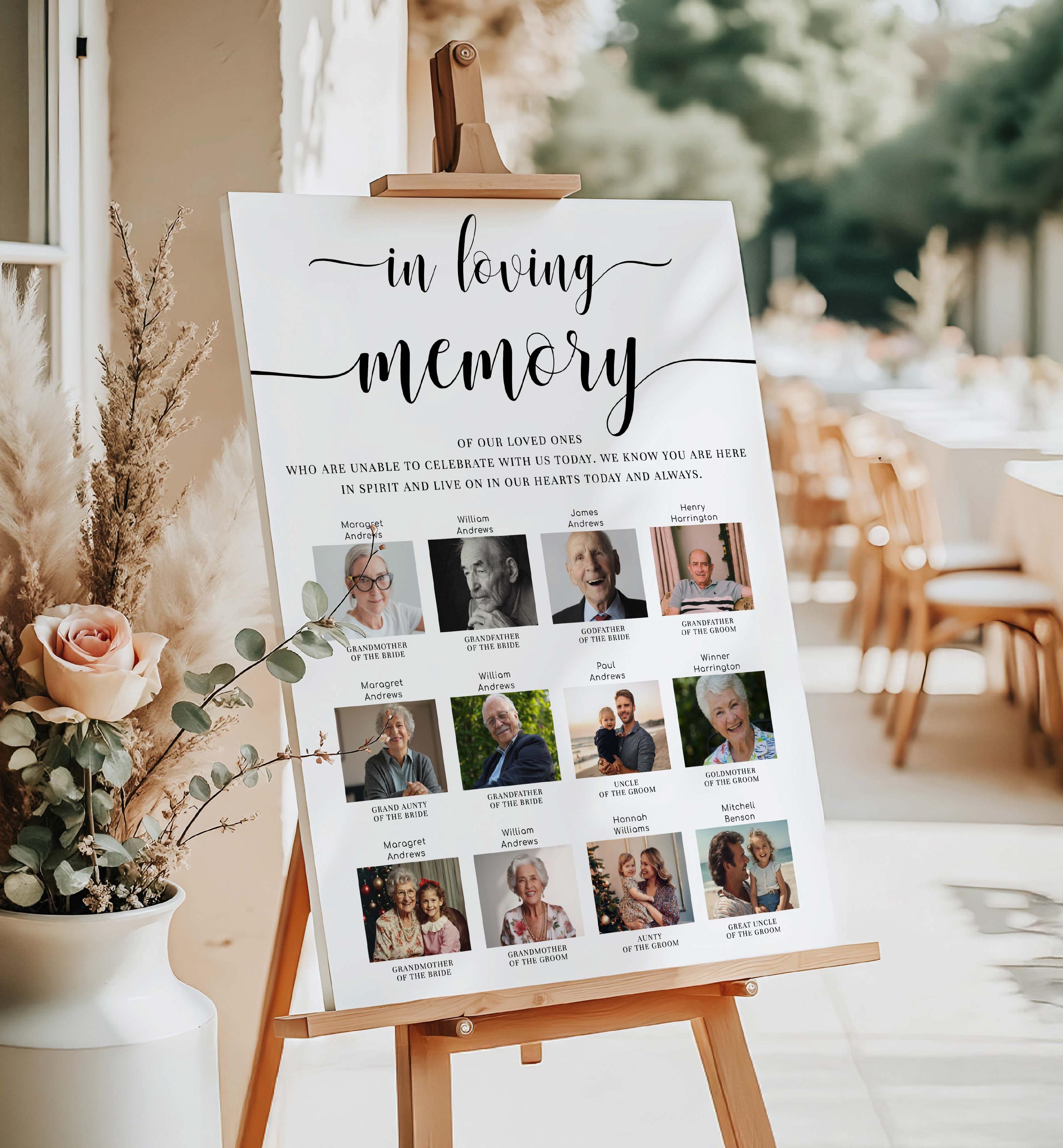 Mwmory Sign Custom Photo in Loving Memory Sign, Modern Minimal Wedding Memorial ...