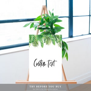 Editable Printable Greenery Wedding Custom Text Sign - Editable ...