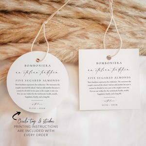 An Italian Tradition Favor Tag, Printable Five Sugared Almonds Tag ...
