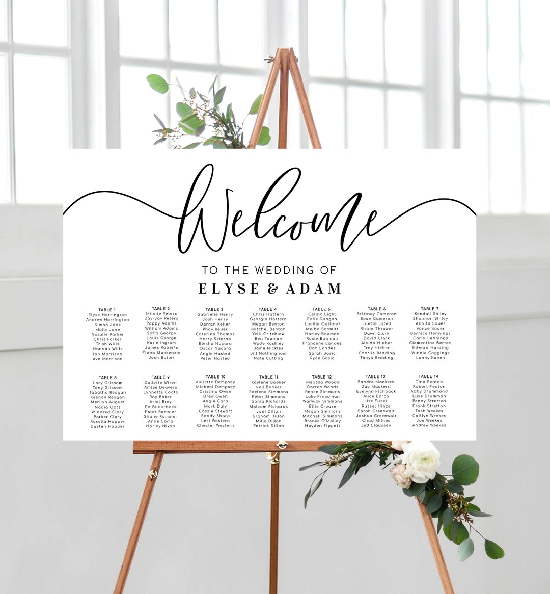 Editable Wedding Table Plan, Printable Modern Minimalist Wedding ...