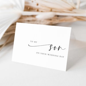 An meinen Sohn an Ihrem Hochzeitstag Kartenvorlage, moderne minimalistische Hochzeitskarte, Eltern für Hochzeitskarte, Bridie