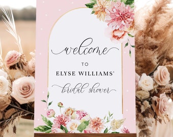Spring Floral Welcome Sign Template, Printable Floral Bridal Shower Welcome Sign, Floral Baby Shower Sign, Wedding Welcome Sign, Quinn