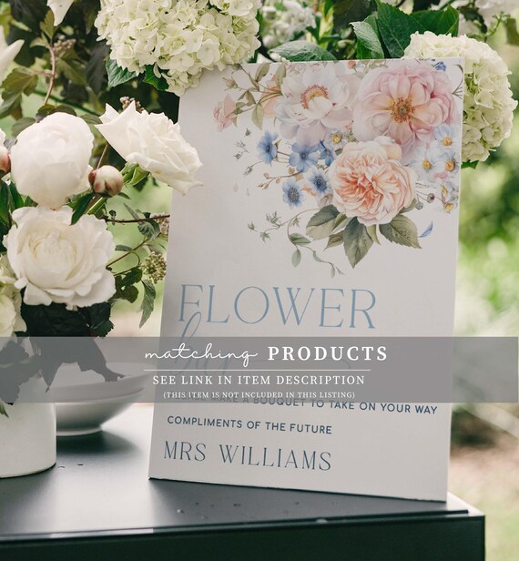 Modèle de marque-place à imprimé floral bleu, marque-places pour