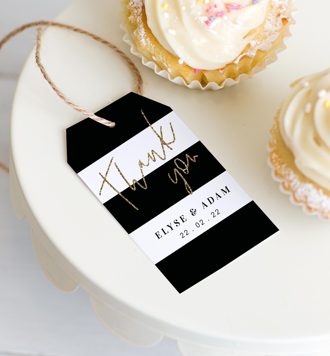 Printable Thank You Favor Tag Black and White Stripe Tag Template ...