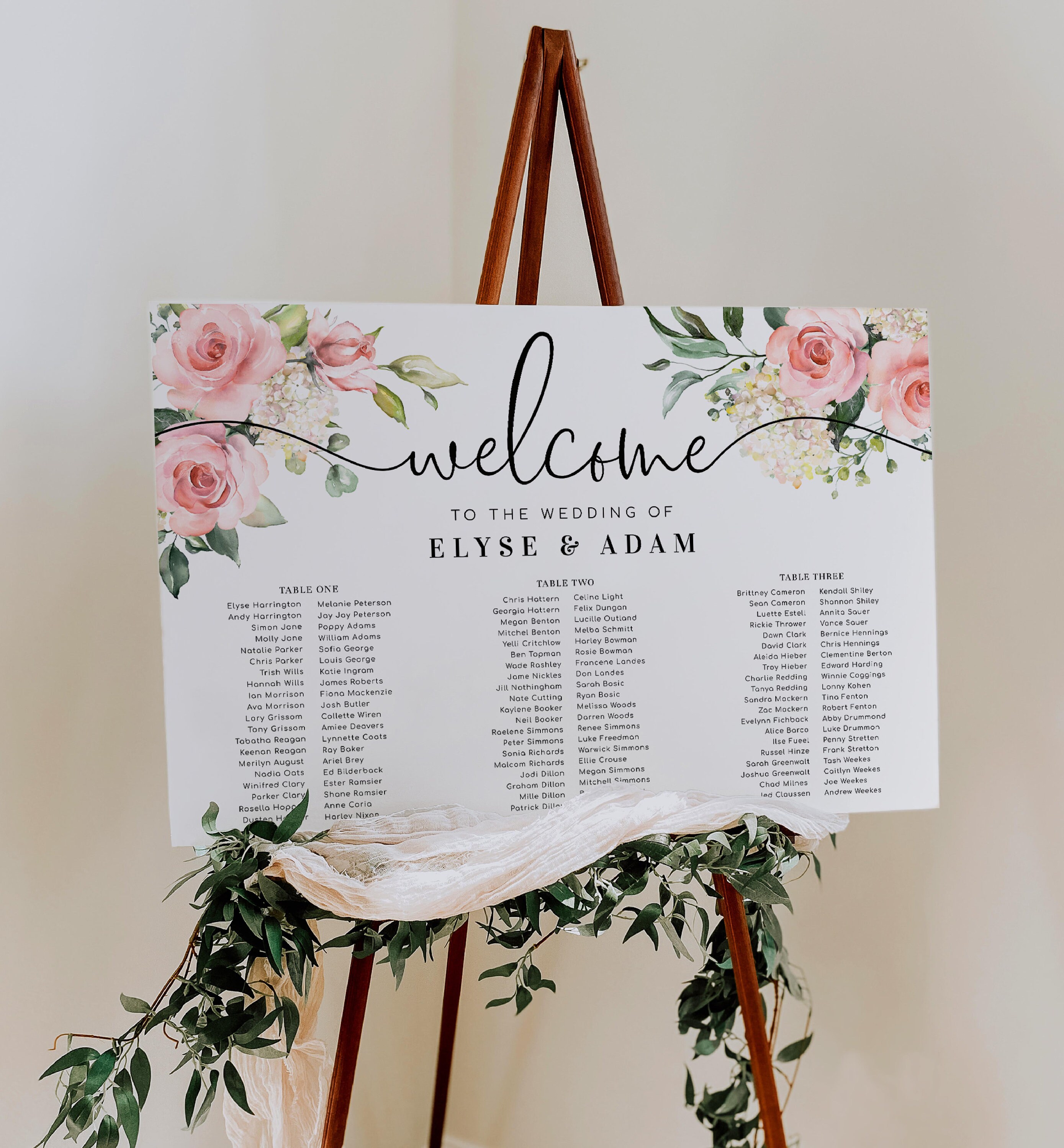 Printable Wedding 3 Long Tables Seating Chart Wedding Banquet Etsy