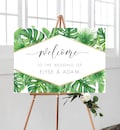 Tropical Greenery Welcome Sign - Wedding Welcome Sign - Bridal Shower Welcome - Baby Shower Welcome Sign - Palm Springs - Hawaiian - Aloha