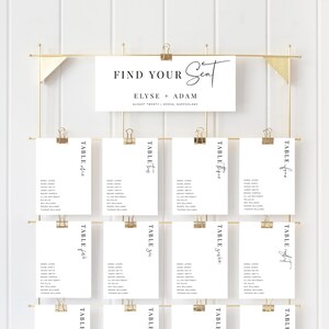 Wedding Seating Chart Card Template, Modern Minimalist Wedding Table Number Cards, Editable Wedding Reception Table Number, Estelle