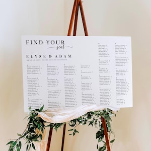 Alphabetical Find Your Seat Seating Plan Template, Editable Modern Minimal Wedding Seating Chart, Printable Wedding Table Plan Poster Leyton
