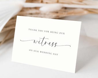 Printable Witness Thank You Card Template: Minimalist Wedding (5x7 inch, Digital Download