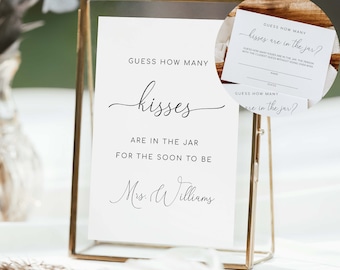 Guess How Many Sign and Card, Minimalist Bridal Shower Guess How Many Game, Modern Minimal Baby Shower Game, Quinn Script