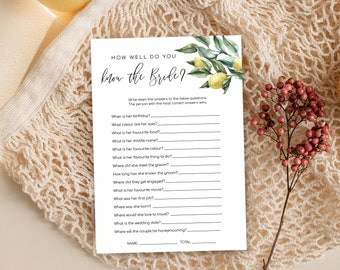 Italian Lemon Bridal Shower Game – How Well Do You Know the Bride (Printable), Tuscan Lemons