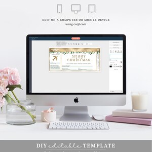 Editable Christmas Boarding Pass Template: Printable Airline Ticket Gift (Digital Download) image 5