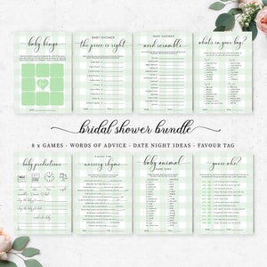 Editable Baby Shower Games Bundle - Mint Green Gingham Boy Baby Shower - BBQ Baby Shower Games Bundle Pack - Printable Shower Games