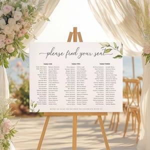 Printable Wedding Table Plan, Banquet Long Tables Seating Chart, Editable Seating Chart Template, Darcy Greenery Wedding Seating Plan Poster