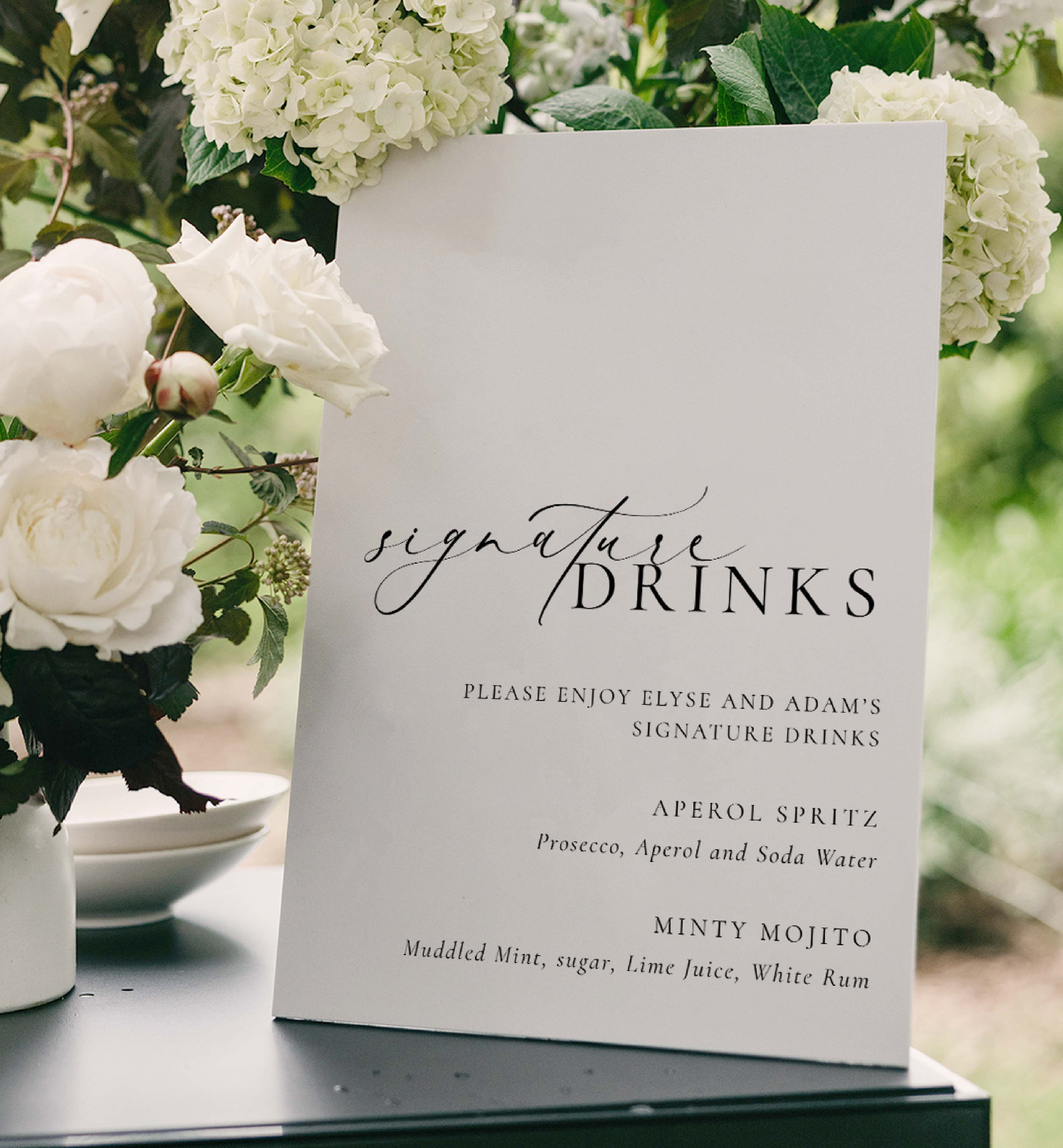 Signature Drinks Menu Schild, druckbare Hochzeit Signature Cocktails Schild, minimalistische Hochzeit, His and Her Getränke Schild, Ellesmere