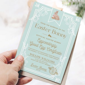 Certificado de miembro de Easter Good Egg para imprimir, certificado de premio Easter Bunny Eggcellent, regalo de Pascua para niños, carta de Easter Bunny