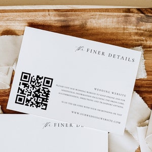 Druckbare QR-Code Hochzeitswebsite Karte, Einfache Elegante Hochzeitswebsite Details Einlegekarte, Moderne Minimalistische Hochzeitseinladung, Ellesmere