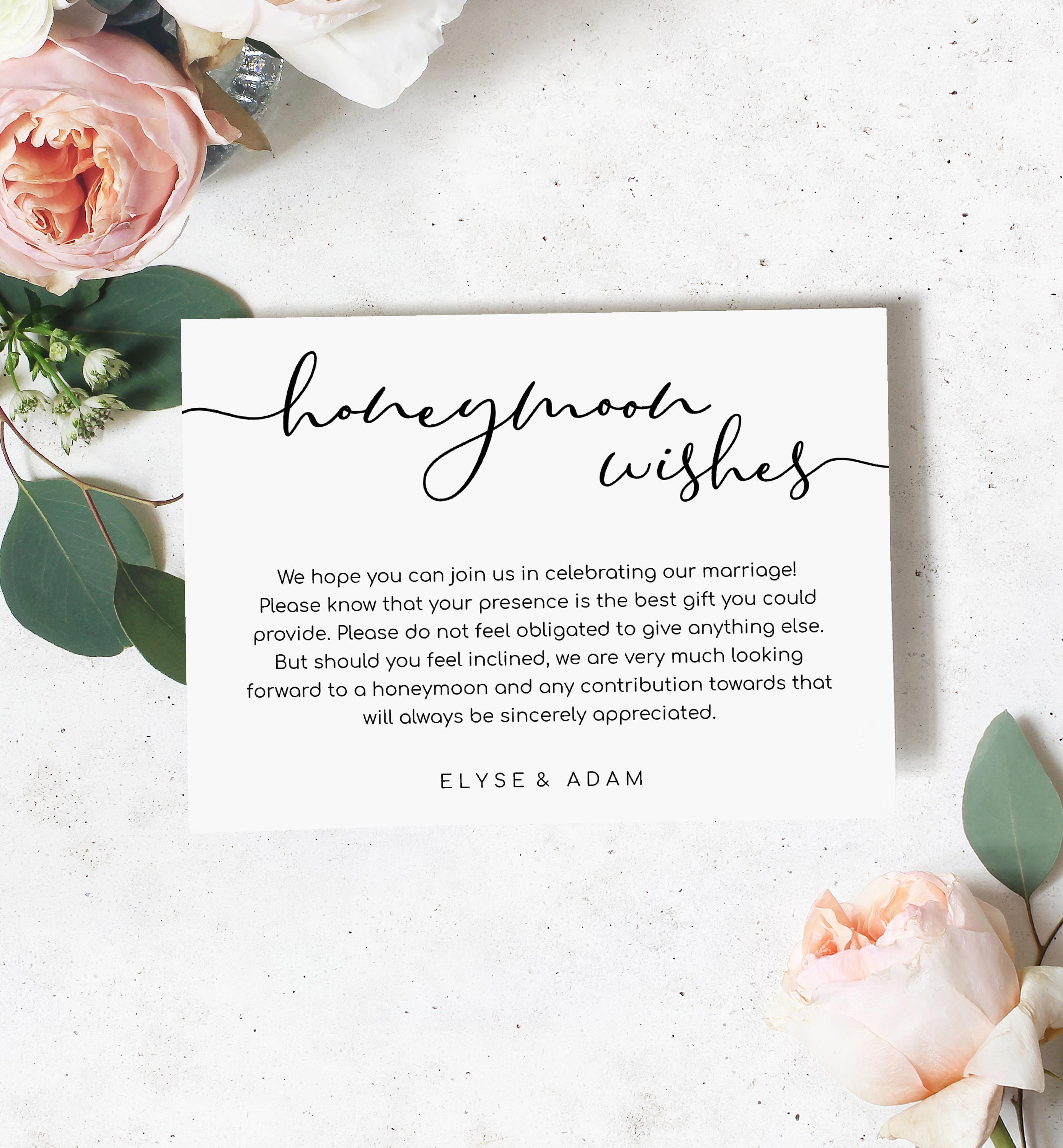 Printable Honeymoon Wish Card Minimalist Wedding Honeymoon Etsy Australia