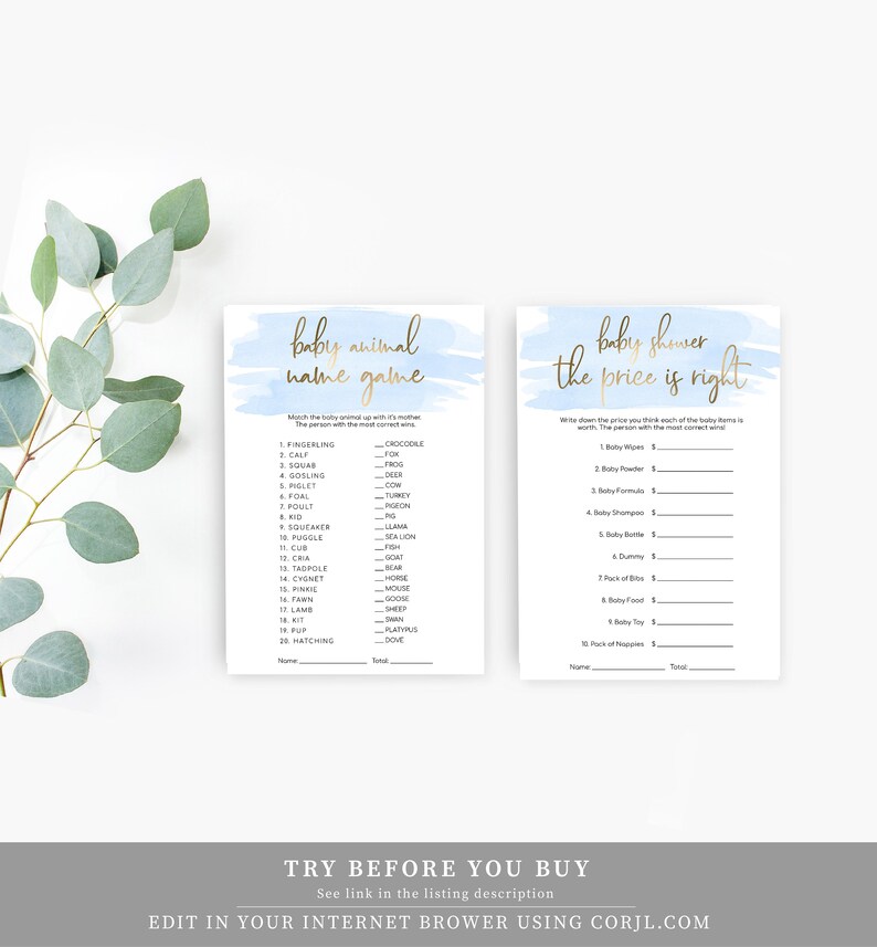Blue Boy Baby Shower Games Bundle Pack Instant Download Etsy