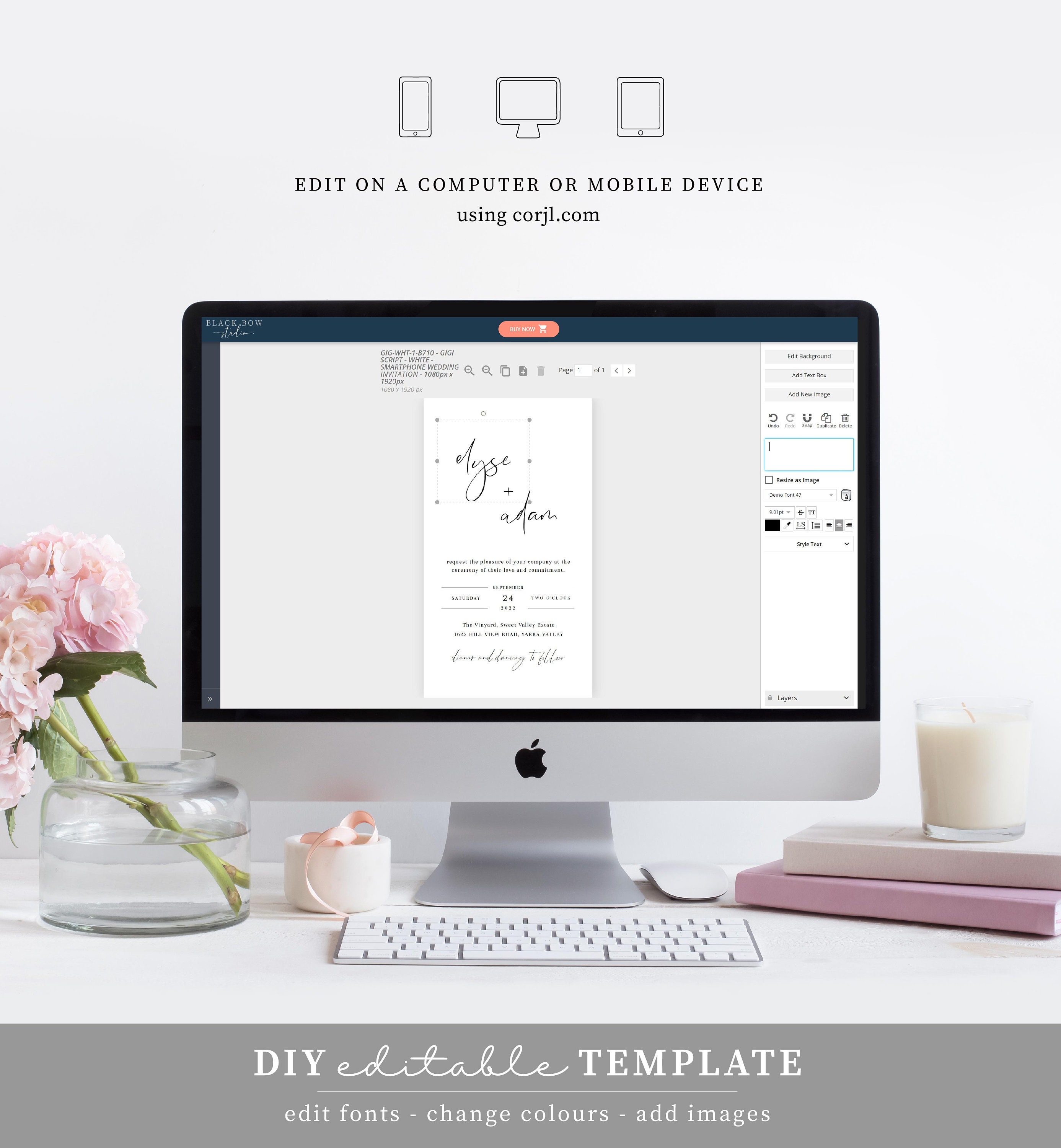 Digital Wedding Smartphone Invitation, Text Message Invite Template ...