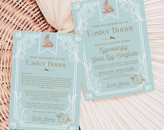 Afdrukbare brief van de Easter Bunny and Easter Good Egg-ledencertificaat, Easter Eggcellent Award-certificaat, Easter Bunny Letter