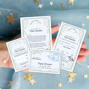 Mini carta y recibo imprimibles del Hada de los Dientes, recibo de recolección de dientes, certificado de visita del Hada de los Dientes, nota de diente perdido
