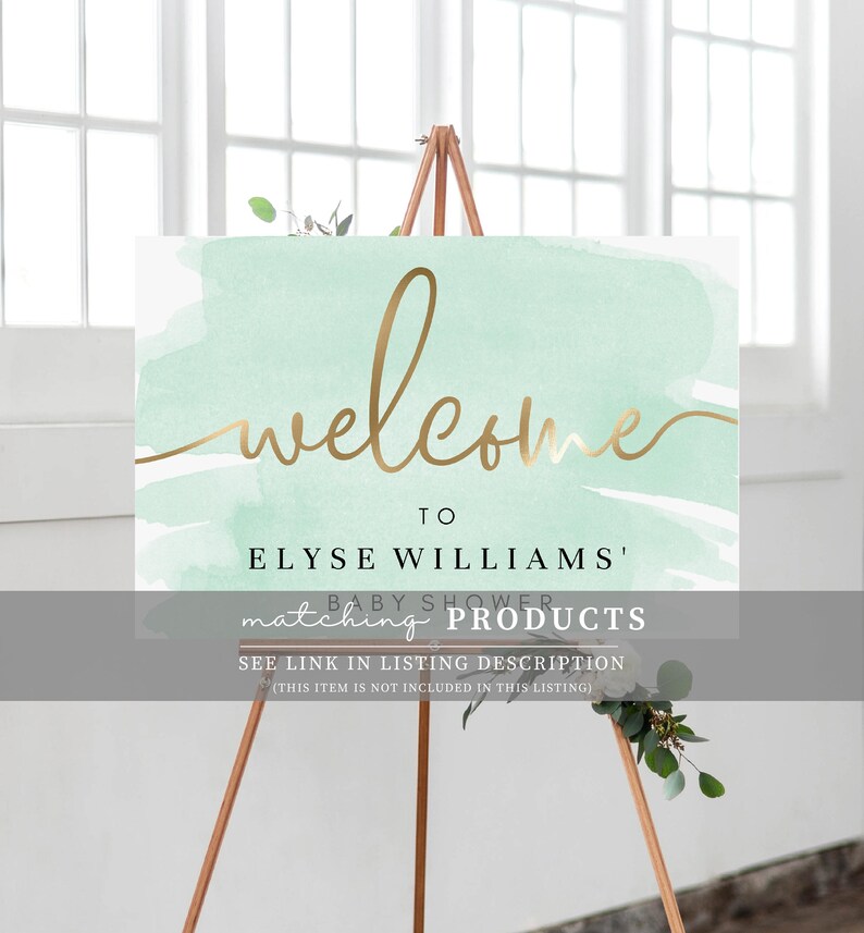Mint Green Gender Reveal Invitation Template - Gold Foil - Gender ...