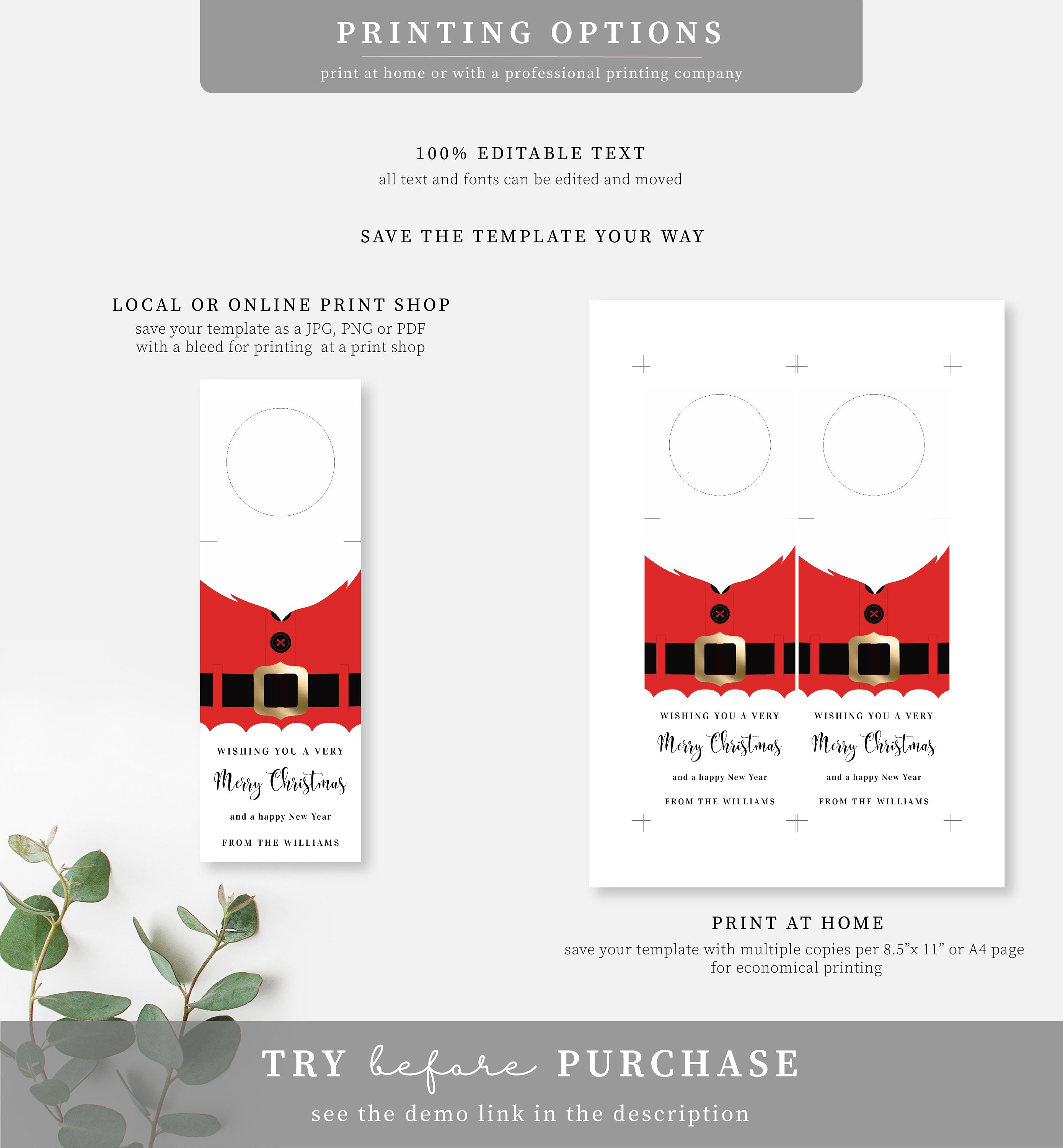 Printable Christmas Wine Bottle Tag Santa Wine Bottle Bib - Etsy Australia