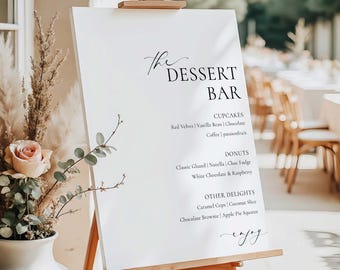 Minimalist Dessert Bar Sign, Modern Wedding Sweet Station (Printable), Ellesmere