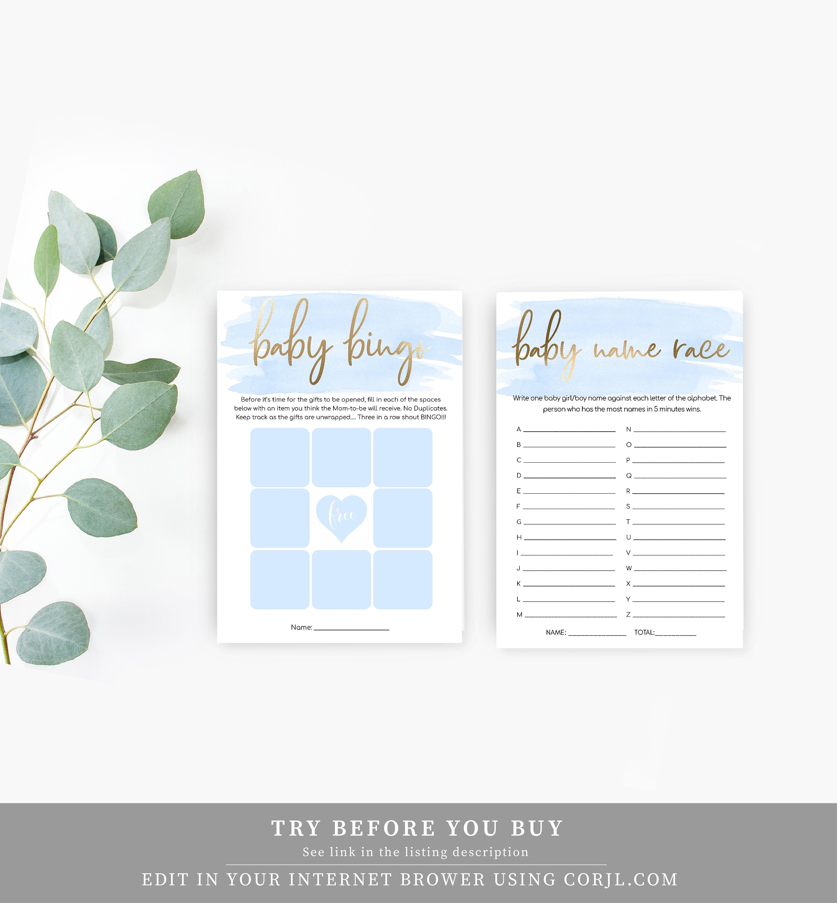 Blue Boy Baby Shower Games Bundle Pack Instant Download Etsy
