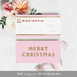 Christmas Cheque Template, Fake Bank Cheque Gift Voucher, Custom ...