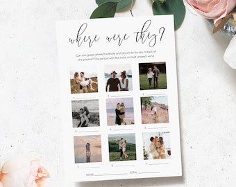 Where Were They Photo Game, Holiday Destination Photo Guessing Game, Minimalist Bridal Shower Game, Printable Couples Shower Game, Lucas