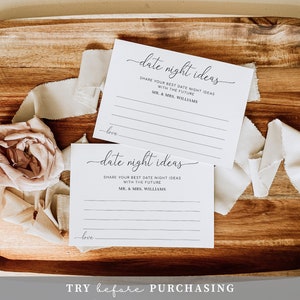 Bridal Shower Date Night Game - Sign And 50 Date Night Idea Cards, Wedding Shower Activity - View #3