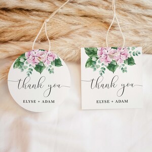 Printable Favor Tag Template, Pink Hydrangea Baby Shower Thank You Favour Tags, Bridal Shower Favor Tag, Wedding Favor, Ferras Blossom