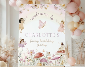 Fee-Geburtstagsparty-Willkommens-Schild, Garten-Thema (Printable)