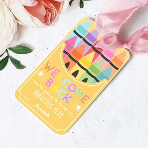 Printable Back To School Tag Template, Welcome Back To School Pencil Holder Tag, New School Year Classroom Gift, Crayon Gift