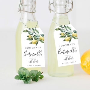 Homemade Limoncello Printable Favor Tags, Italian Tuscan Lemons Favor Tag, Bridal Shower Favor Tag, Lemon Wedding Favor Tags Template