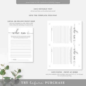 Who Am I Bridal Shower Game, Printable Favorite Memory With The Bride Game, Modern Minimalist Bridal Shower Game, Quinn Script image 4