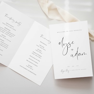 Modelo de programa de casamento minimalista, fonte moderna (para imprimir), Gigi