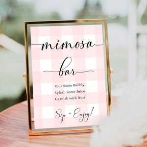 Mimosa Bar Sign Banner Kit Gold Floral Decorations with Juice Tags Balloons  for Bridal Shower Bubbly Bar Champagne Brunch Baby Shower Wedding Birthday  Party Graduation Fiesta (Pink) 
