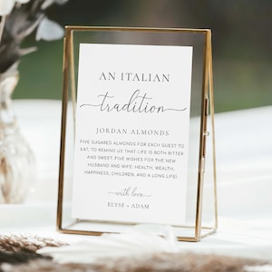 An Italian Tradition Sign, Printable Jordan Almonds Sign, Minimalist Sugared Almonds Wedding ...