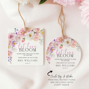 Printable Floral Flower Bar Sign and Favor Tag, Bridal Shower Bouquet Station Sign, Wildflower Bouquet Favor Sign and Favor Tag, Eloise