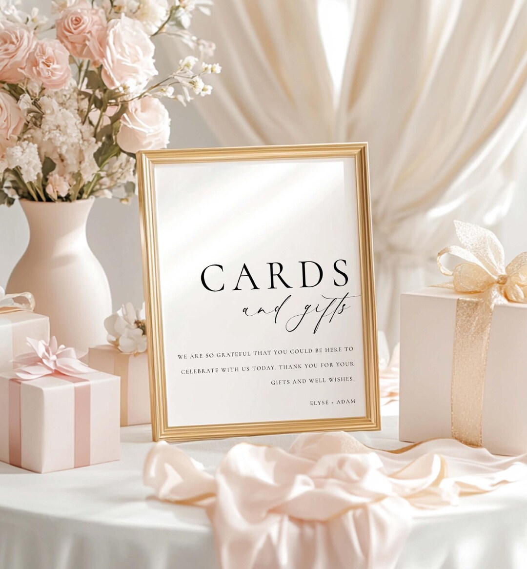Printable Wedding Cards and Gifts Sign, Present Table Sign, Minimalist ...
